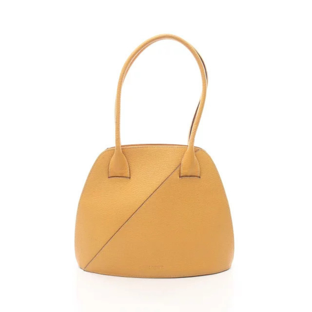 Loewe yellow textured leather shoulder bag asymmetrical front dual top